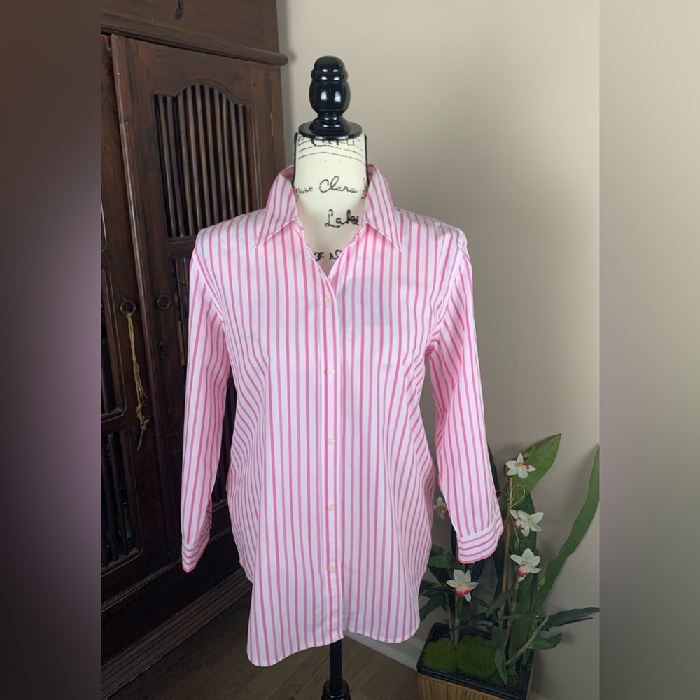 Chaps Cotton Pink Stripe Shirt